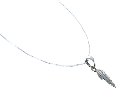 Navajo Sterling Silver Leaf Pendant 16" Box Italian Chain Necklace Set X10682